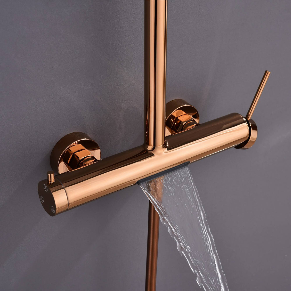 3-Function Exposed Stainless Steel Rain Shower Column with Waterfall Tub Filler