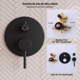 Concealed brass mixing valve supplied with round black trim, three-way selector and standard 1/2-inch NPT inlets