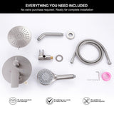 Shower System with 5-Setting Shower Head and 3-Setting Handheld Spray