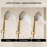 Shower System with 5-Setting Shower Head and 3-Setting Handheld Spray