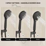 Shower System with 5-Setting Shower Head and 3-Setting Handheld Spray