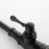 Single handle bathroom faucet lever handle detail in matte black finish