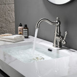 Single Hole Bathroom Faucet with Curved Spout Vintage Vanity Sink Mixer Tap