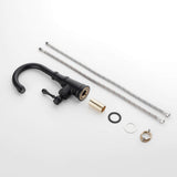 Single hole bathroom faucet components including hoses mounting parts and accessories