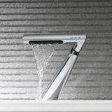 Designer Waterfall Faucet with Angled Body and Side Handle