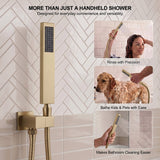 Rectangular hand sprayer designed for targeted hair rinsing, bathing children and pets, and cleaning shower surfaces
