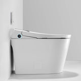 Side view of modern smart bidet toilet with slim heated seat