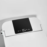 Smart toilet LED display showing heated seat temperature and wash functions
