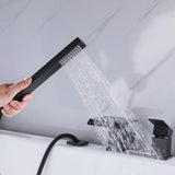 3-Hole Square Waterfall Roman Tub Faucet with Hand Shower