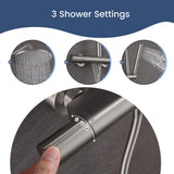 Three-function thermostatic shower system with rain shower, waterfall outlet, and handheld shower