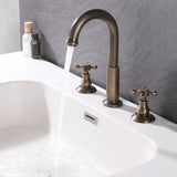 Traditional bathroom sink faucet delivering a steady stream of water