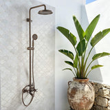 Vintage Outdoor Shower with Rainfall Head, Handheld & Tub Spout
