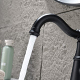 Single Hole Bathroom Faucet with Curved Spout Vintage Vanity Sink Mixer Tap