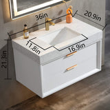 36-Inch Floating Bathroom Vanity with LED Lighting & 2 Drawers
