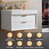 36-Inch Floating Bathroom Vanity with LED Lighting & 2 Drawers