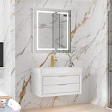 36-Inch Floating Bathroom Vanity with LED Lighting & 2 Drawers