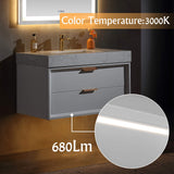 36-Inch Floating Bathroom Vanity with LED Lighting & 2 Drawers
