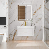 36-Inch Floating Bathroom Vanity with LED Lighting & 2 Drawers