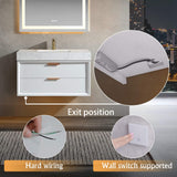 36-Inch Floating Bathroom Vanity with LED Lighting & 2 Drawers
