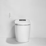 White smart bidet toilet with heated seat, LED display and remote control