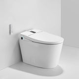 White smart bidet toilet with built-in water tank, auto flush and heated seat