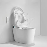 White smart toilet with automatic lid and seat opening for hands-free use