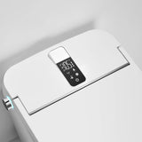White smart toilet LED display for temperature and bidet function settings