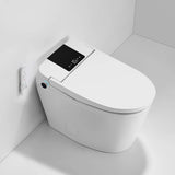 White smart toilet with bidet, heated seat and digital control panel