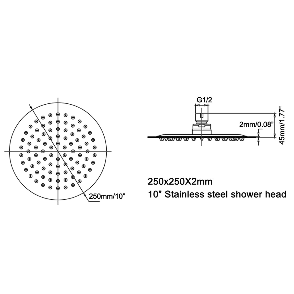 High-Pressure Round Stainless Steel Rain Shower Head