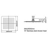 High Pressure Square Stainless Steel Shower Head
