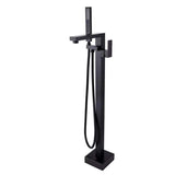 Floor-Mounted Tub Filler with Single Lever Control and Handheld Shower