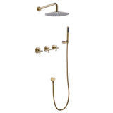 Wall Mount Brushed Gold Shower Set with 10