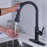 Matte Black Pull Down Touch Single Handle Kitchen Faucet RB0846