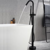 Floor-Mounted Freestanding Bathtub Faucet with High Arc Spout and Hand Shower