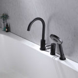 3-Hole Deck Mount Bathtub Faucet with Handheld Shower and Tub Spout JK0052