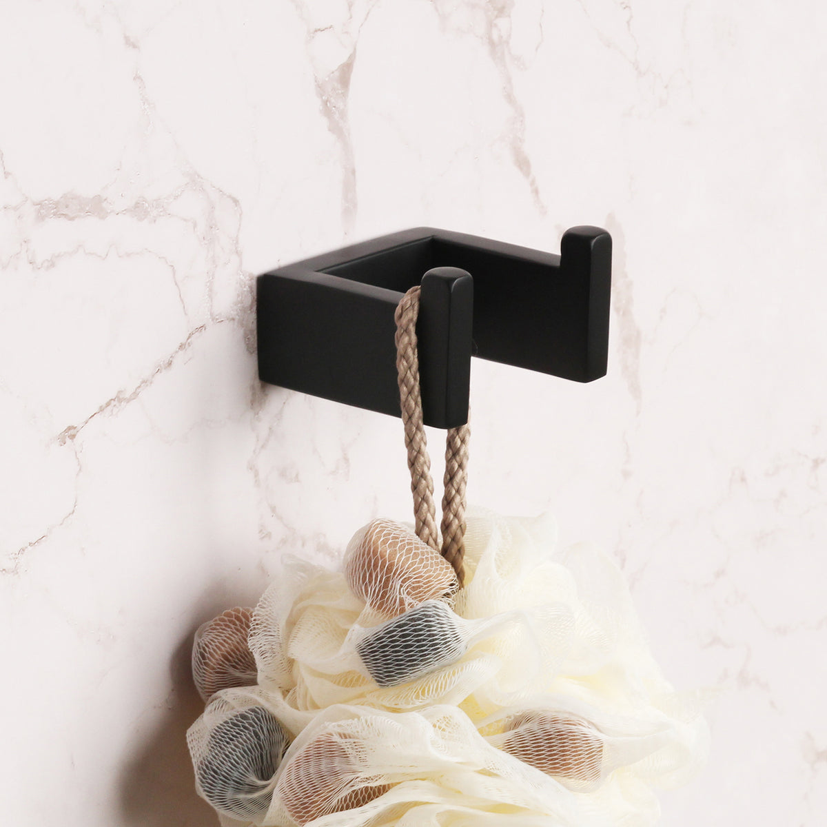 Wall-Mounted Matte Black 4-Piece Square Bathroom Hardware Set