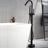 Floor-Mounted Freestanding Bathtub Faucet with High Arc Spout and Hand Shower