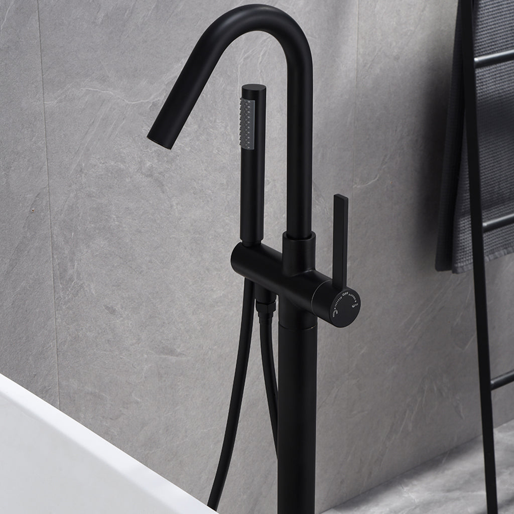 Floor Mounted Freestanding Bathtub Faucet with High-Arc Spout RB0768