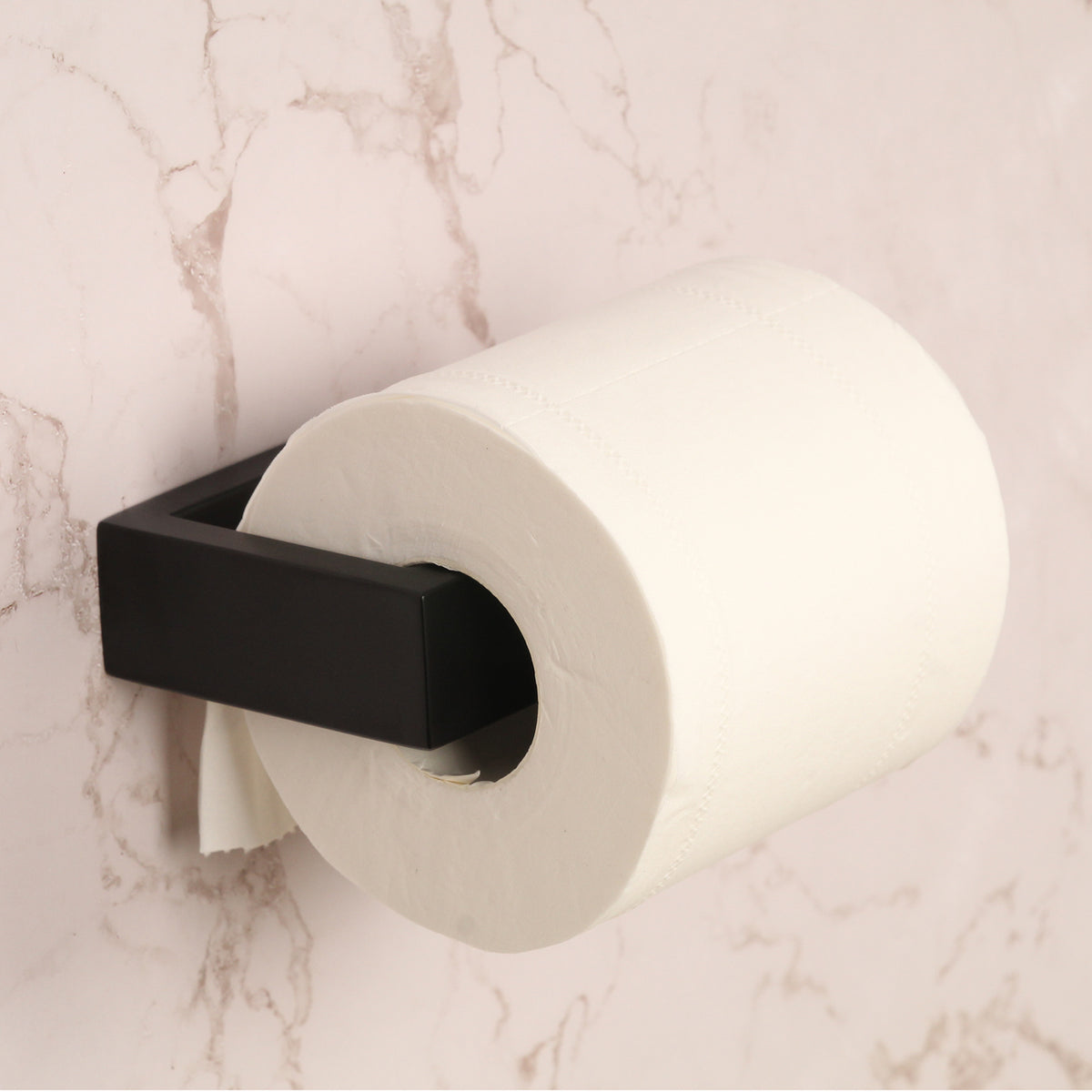 Wall-Mounted Matte Black 4-Piece Square Bathroom Hardware Set
