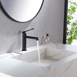 open single hole matte black bathroom sink faucet