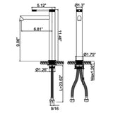 Single Hole Single Handle Bathroom Vessel Sink Faucet with Supply Hose Matte Black AD5908MB