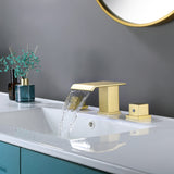 Square Waterfall Spout Bathroom Faucet with Two Knobs