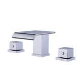 Square Waterfall Spout Bathroom Faucet with Two Knobs