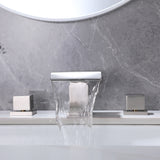 Square Waterfall Spout Bathroom Faucet with Two Knobs