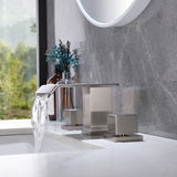 Square Waterfall Spout Bathroom Faucet with Two Knobs
