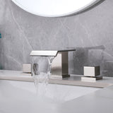 Square Waterfall Spout Bathroom Faucet with Two Knobs