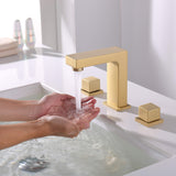 Widespread Bathroom Sink Faucet 3 Hole 2-Handle Gold Vanity Faucet JK0007