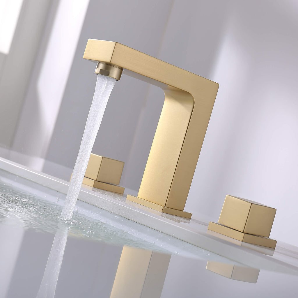 Widespread Bathroom Sink Faucet 3 Hole 2-Handle Gold Vanity Faucet JK0007