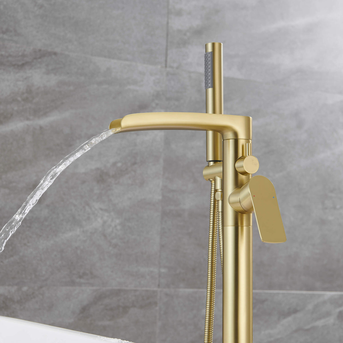 Freestanding Bathtub Faucet with Handheld Shower Floor Mounted Tub Filler Mixer