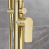Freestanding Floor Mount Waterfall Spout Bathtub Filler Faucet with Handle Sprayer JK0045